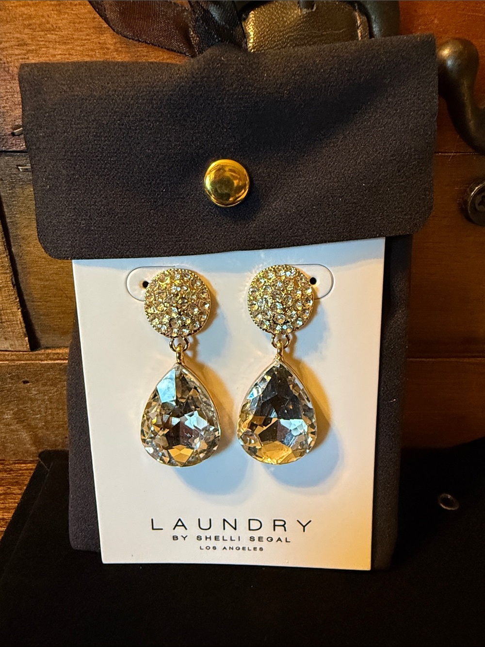 Laundry By Shelli Segal Gold Teardrop Crystal Drop Earrings